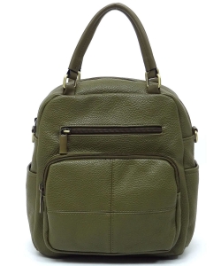Pebbled Top Handle Convertible Backpack CMS045 OLIVE